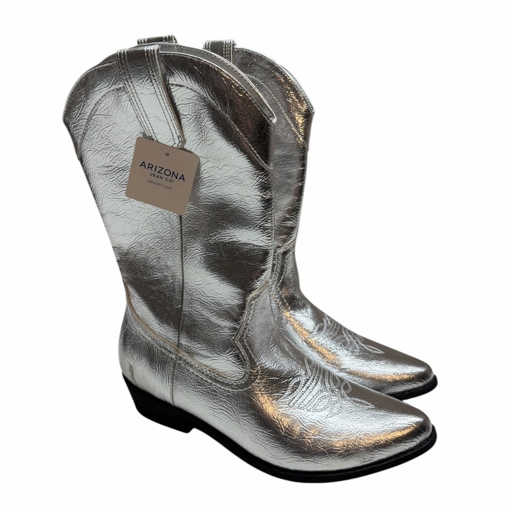 Arizona Jean Company Silver Metallic Western Heeled Boots